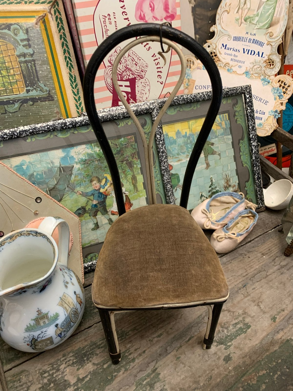 Antiek Frans brocante poppenstoeltje, Thonet stijl, Ophalen of Verzenden