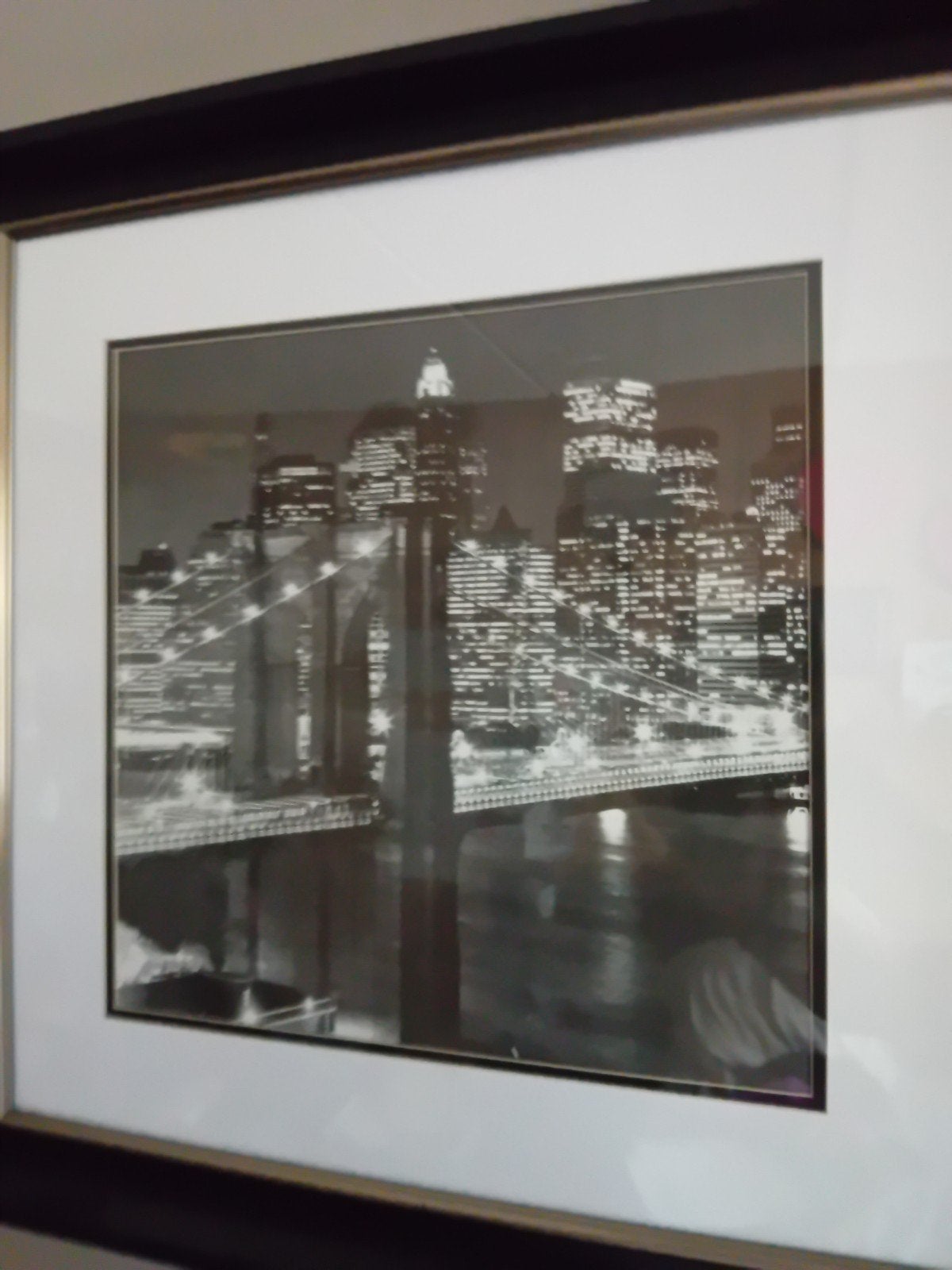 Ingelijste zwart-wit foto van de Brooklyn Bridge, Ophalen of Verzenden, Foto, Fotografie, Ingelijst