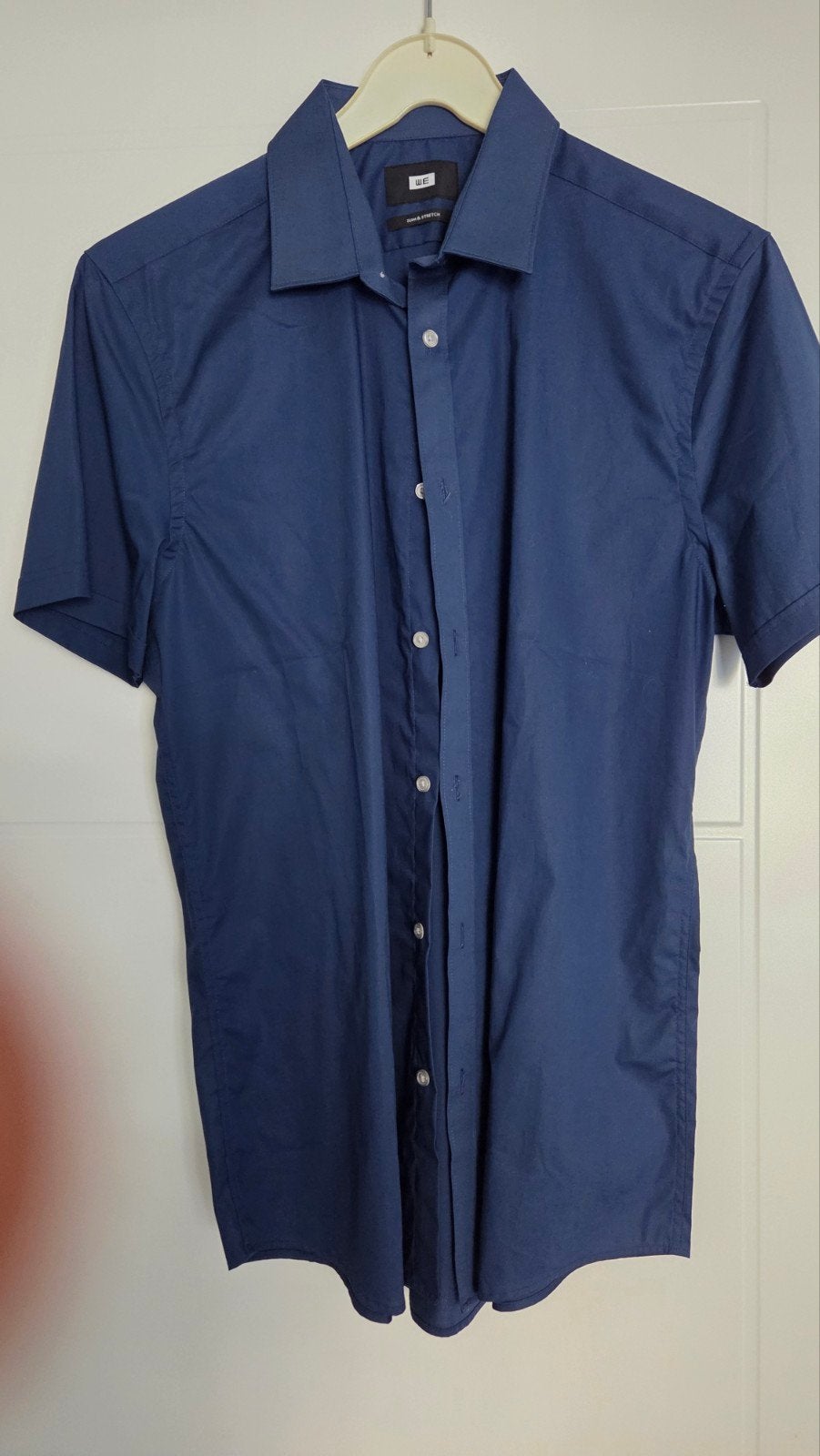 Donkerblauw overhemd We Fashion maat M zgan, Ophalen of Verzenden, Zo goed als nieuw, Blauw