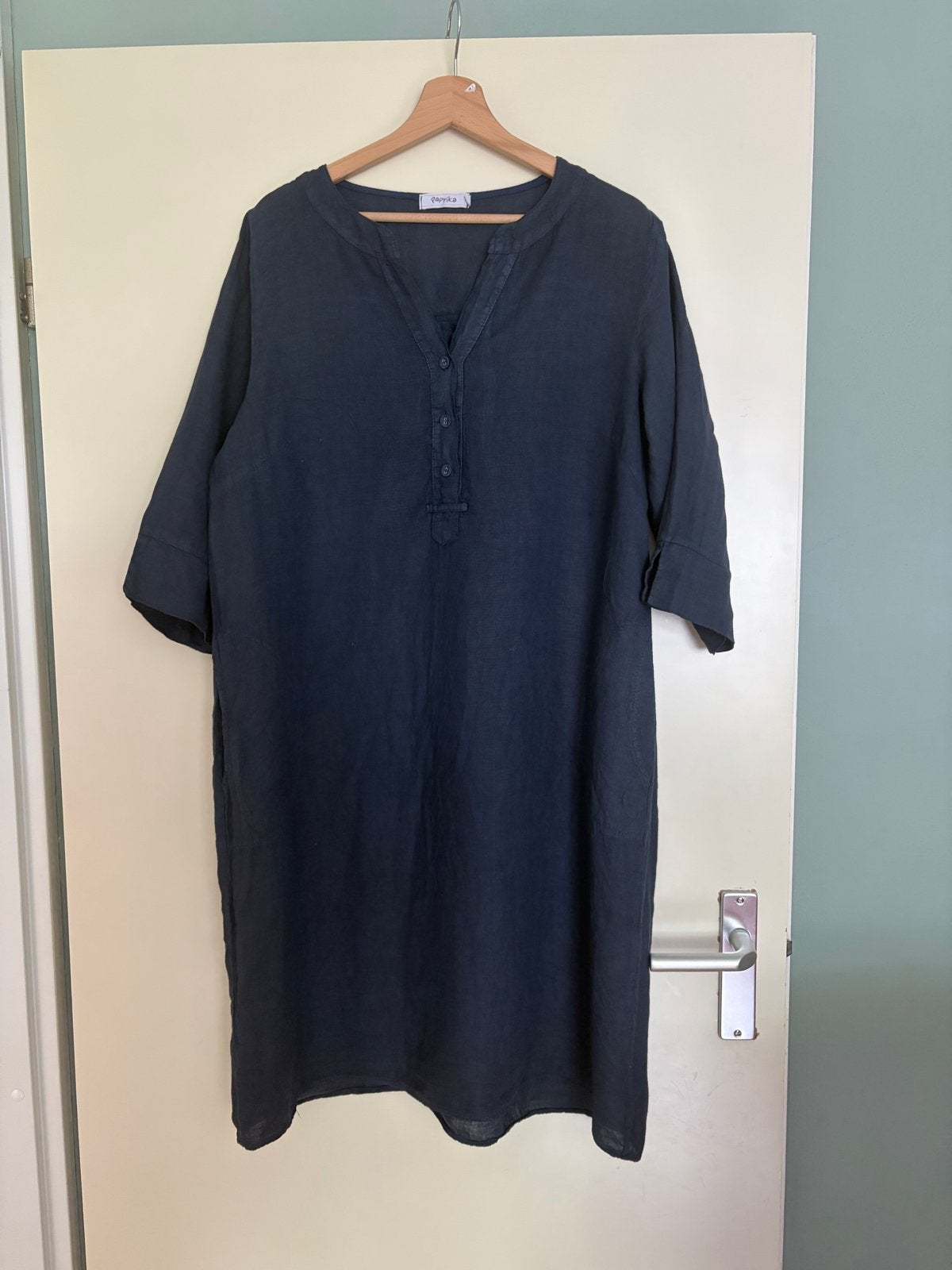 Paprika linnen jurk maat 2 (vergelijkbaar met L/XL), Blauw, Maat 42/44 (L), Ophalen of Verzenden, Zo goed als nieuw