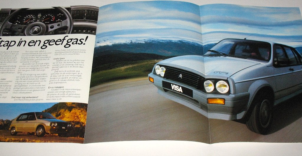 Autofolder Citroen Visa GTI 1985 drieluik Citroën, Boeken, Ophalen of Verzenden, Zo goed als nieuw, Citroën, Citroën