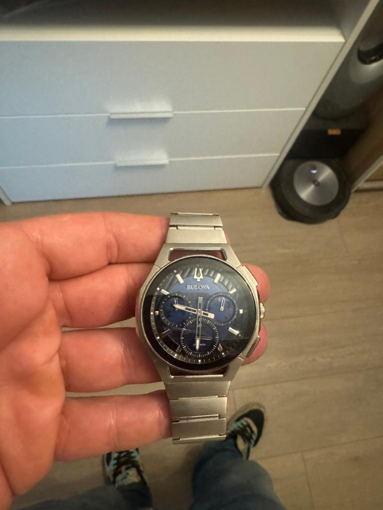 Bulova curve chonograf horloge ongedragen, Ophalen of Verzenden, Staal, Overige merken