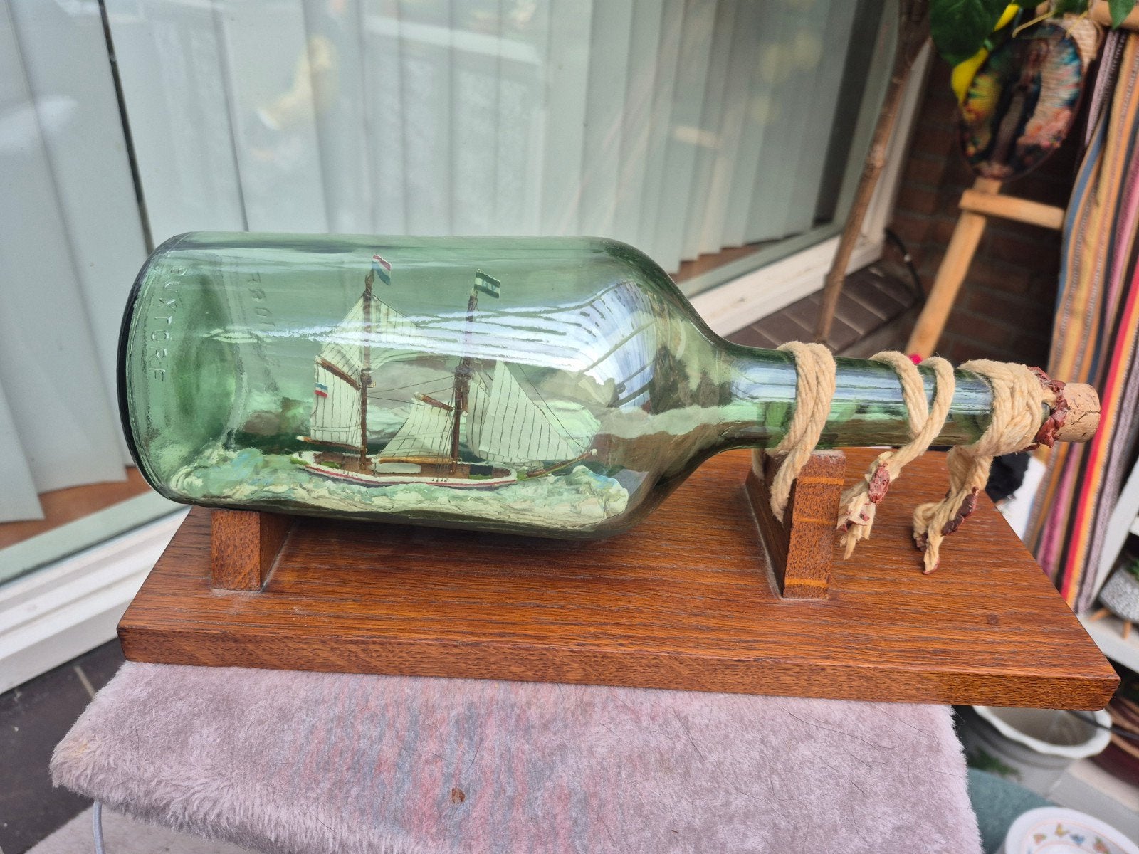 Antiek scheepje in fles - BUXTORF gin fles, Ophalen of Verzenden