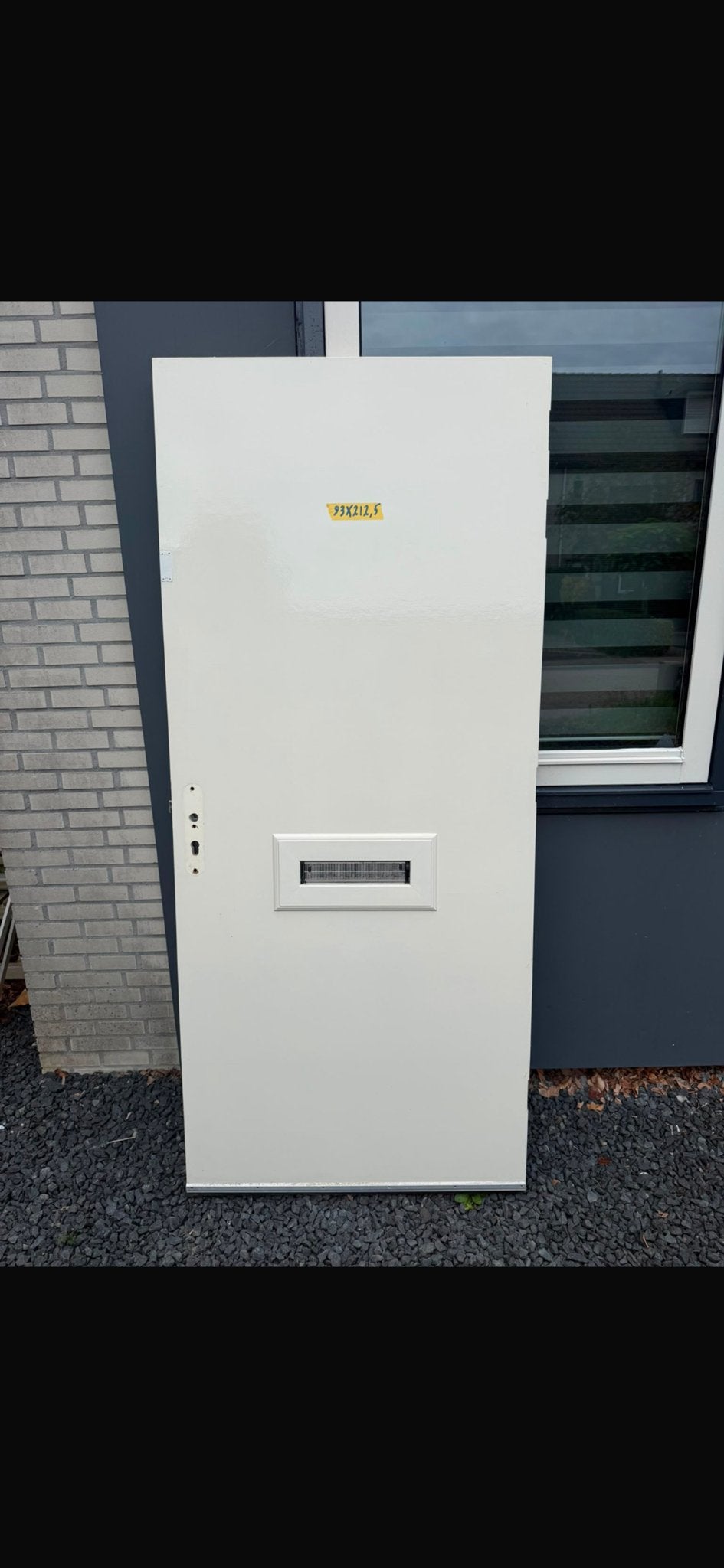 Witte Buitendeur met ventielatierooster- 93x212,5 cm, Ophalen, Gebruikt, 80 tot 100 cm, 215 cm of meer