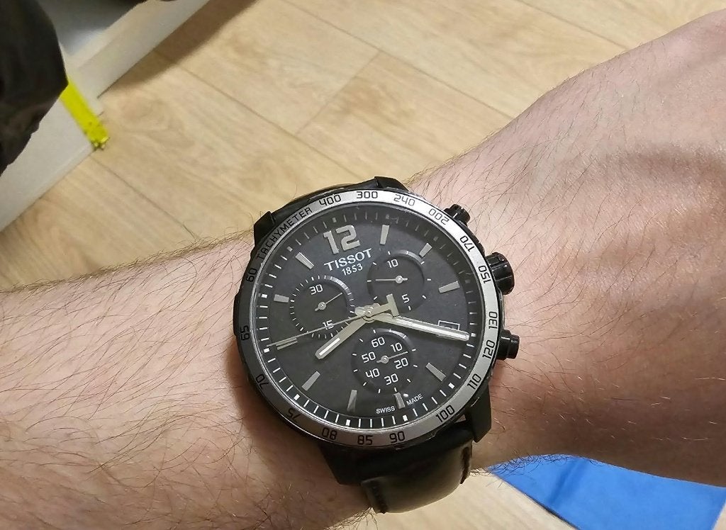Tissot Quickster Chronograph T095.417A Black PVD Swiss Made, Overige merken, Overige materialen, Leer, Polshorloge