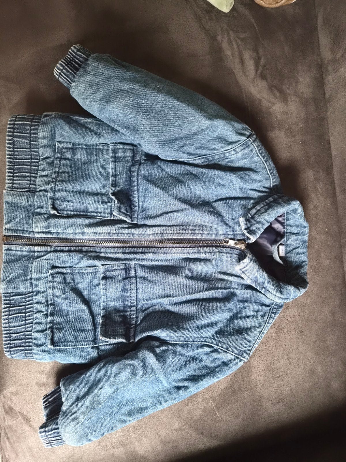 Stoer spijkerjasje / denim bomberjack - Maat 92, Gebruikt, Jongen of Meisje, Ophalen of Verzenden, Onbekend