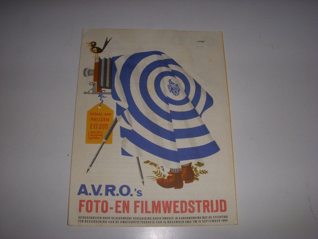 Folder A.V.R.O foto en Filmwedstrijd 1964, Folder, Ophalen of Verzenden, Zo goed als nieuw, A.V.R.O AVRO