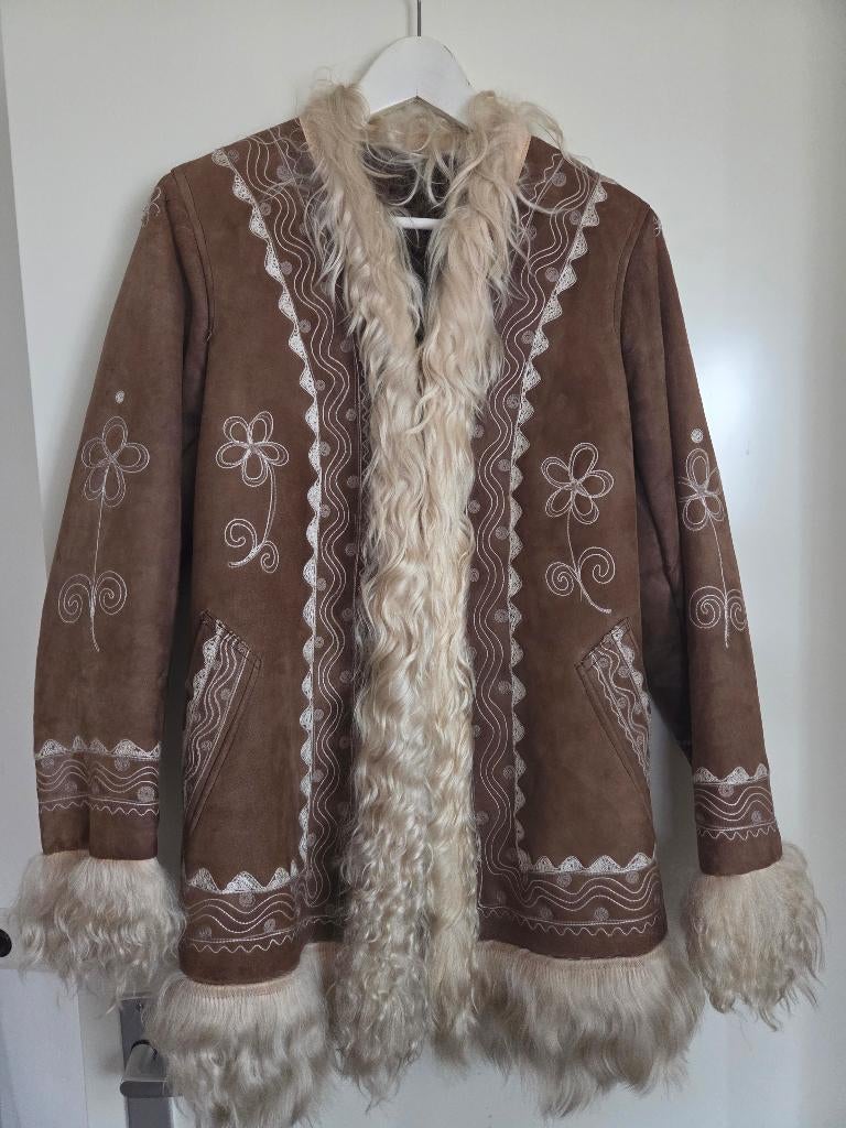 Vintage Afghaanse jas, Bruin, Ophalen of Verzenden, Vintage, Maat 36 (S)