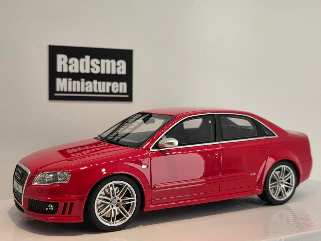 #SALE Audi RS4 B7 Limousine - Rood - 1:18 Ottomobile, OttOMobile, Auto, Ophalen of Verzenden, Zo goed als nieuw