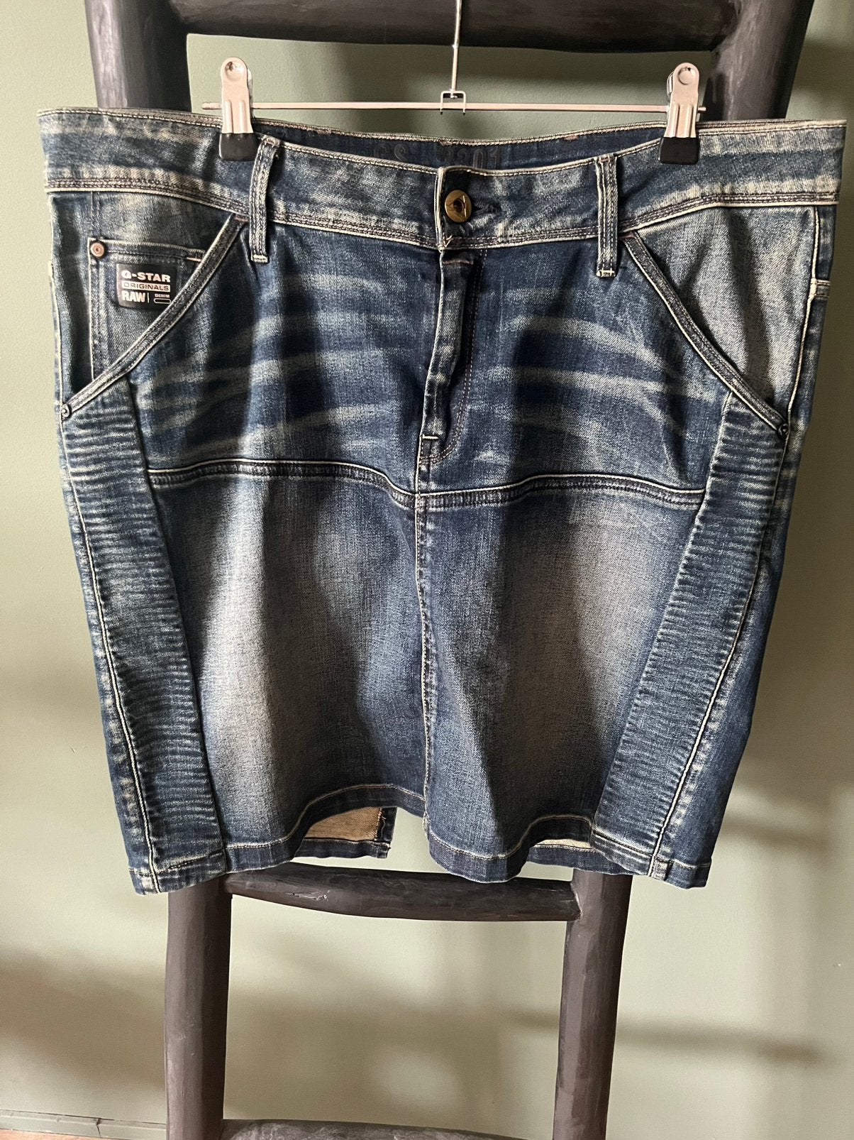 Blauw spijkerrok G-star rokken 33 denim skirt gstar raw rok, Maat 46/48 (XL) of groter, Zo goed als nieuw, Knielengte, Verzenden