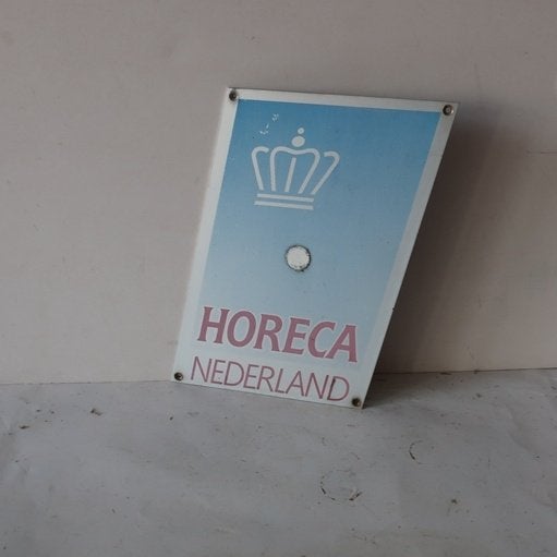 Wand plaat Horeca Nederland metaal wandbord 16 x 24 cm, Huis en Inrichting, Metaal, Gebruikt, 24 cm, Ophalen of Verzenden