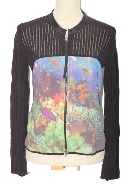 Marc Cain vest, jasje met rits, zwart/multicolor, Mt. L / 42, Maat 42/44 (L), Zo goed als nieuw, Marccain, Meerkleurig