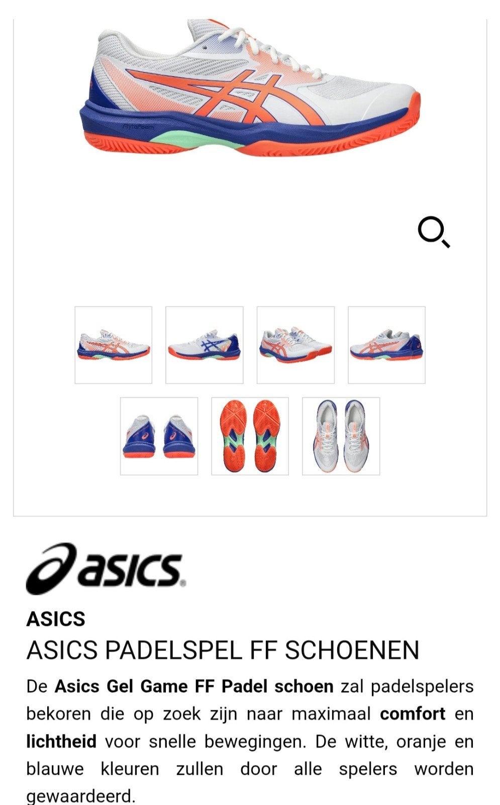 Zgan Asics padel schoenen maat 46,5, Ophalen of Verzenden, Zo goed als nieuw