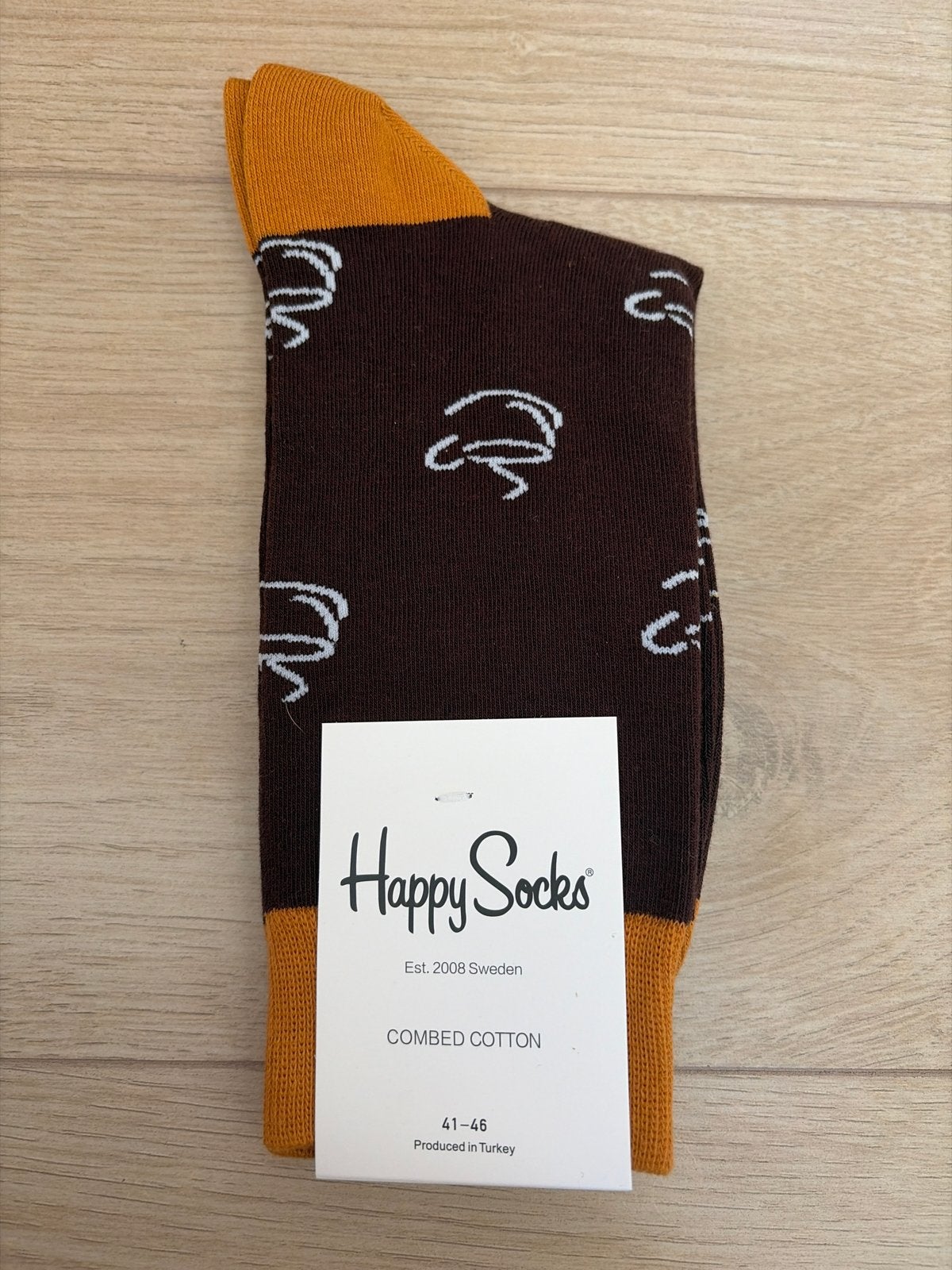 Happy Socks - Koffiepatroon - Maat 41-46, Verzenden, Nieuw, Maat 43 t/m 46, Bruin