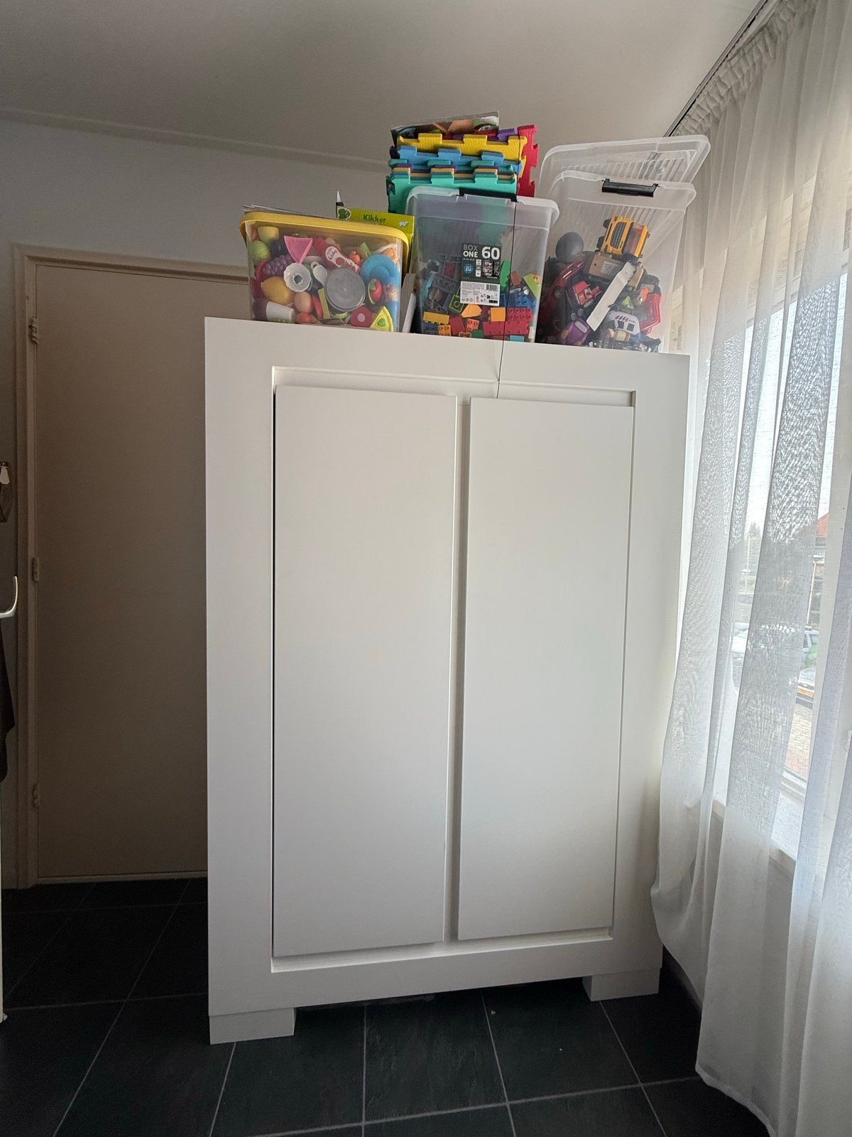Witte babykamer set: Ledikant, Commode en Kledingkast, Ophalen, 85 tot 100 cm, Gebruikt, Matras
