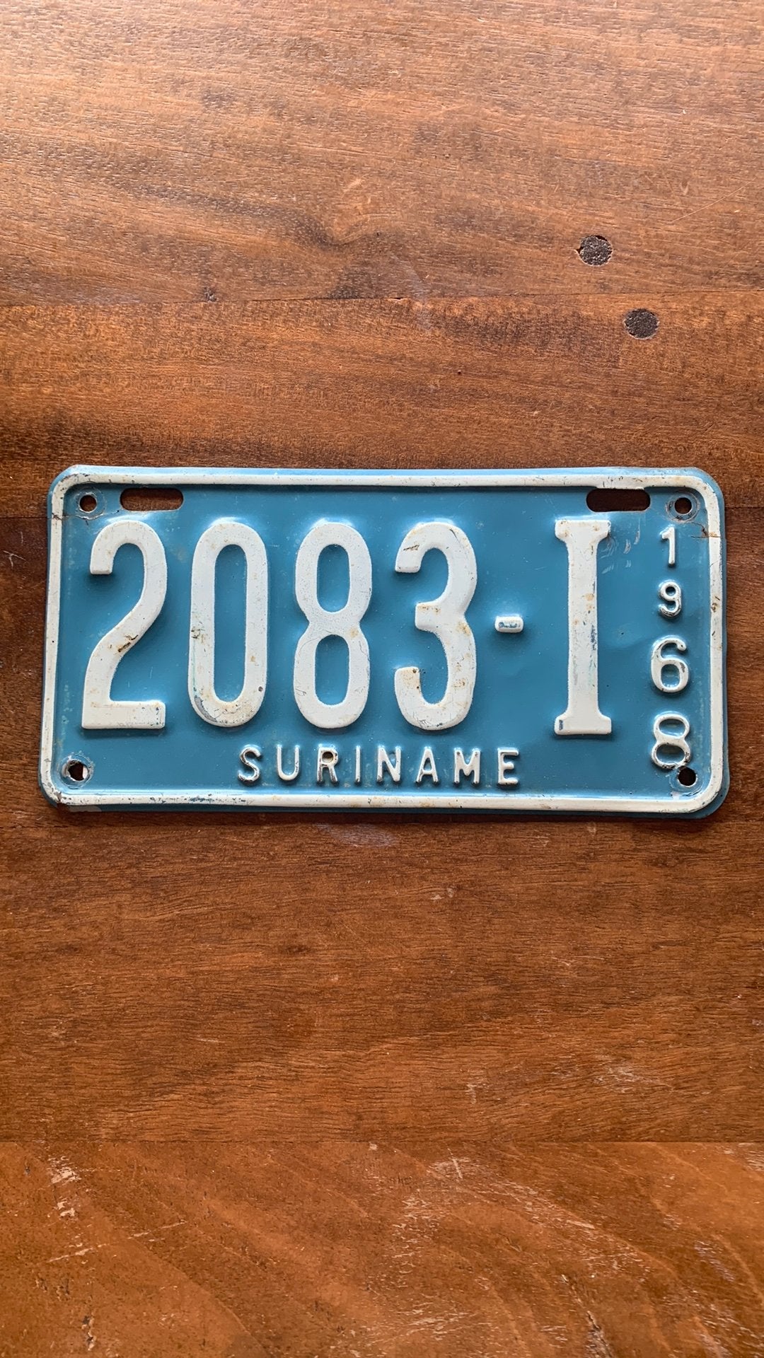 Suriname kentekenplaat motor 1968, Verzamelen, Automerken, Motoren en Formule 1, Ophalen of Verzenden, Gebruikt, Motoren
