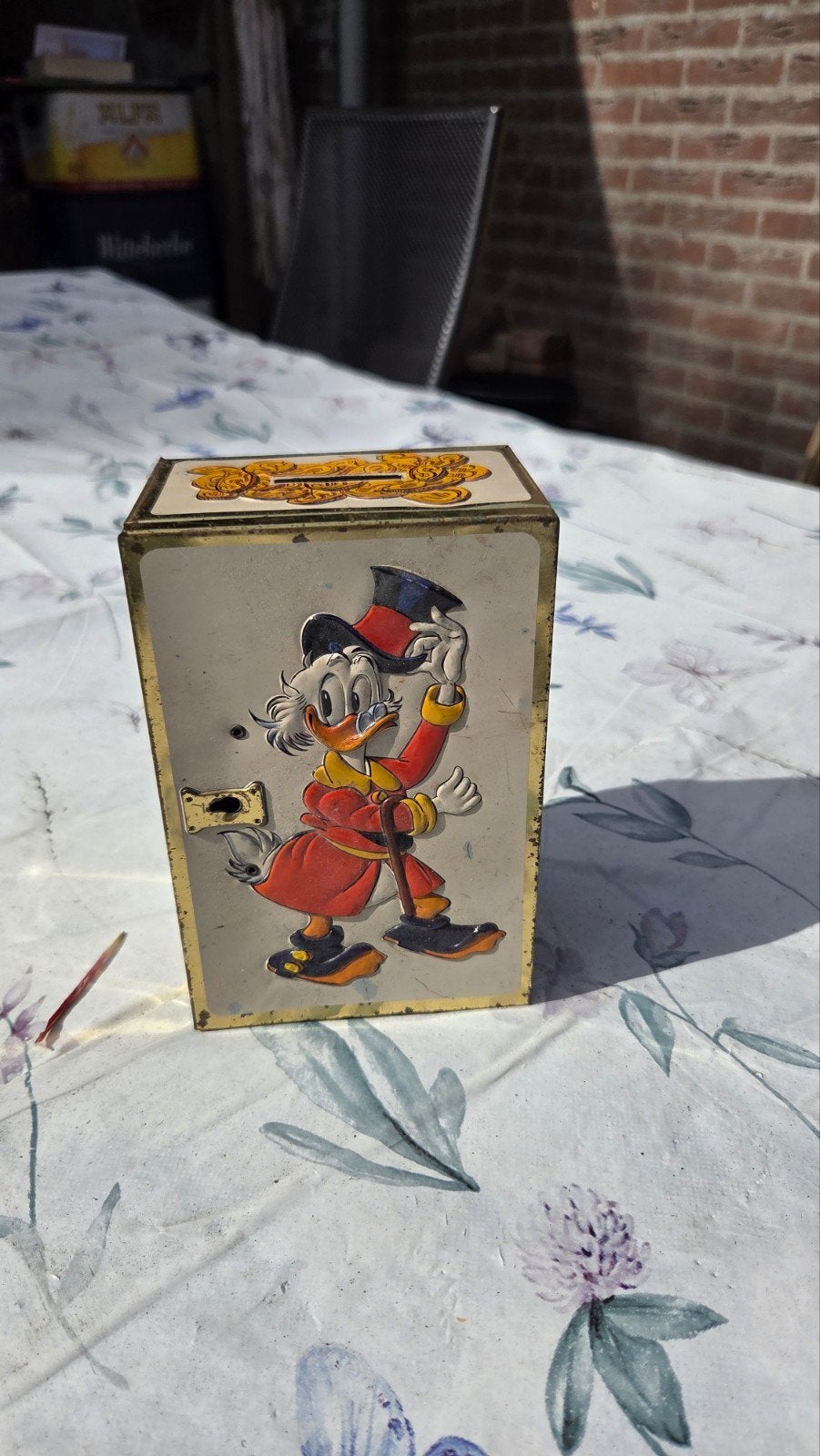 Vintage Dagobert Duck spaarpot - Metaal, Ophalen of Verzenden, Gebruikt, Metaal of Blik, Strip- of Tekenfilmfiguur