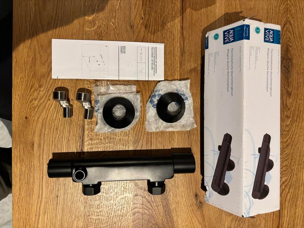 Aqua Vive Thermostatische Douchemengkraan Mat Zwart, Ophalen of Verzenden, Nieuw, Met douche
