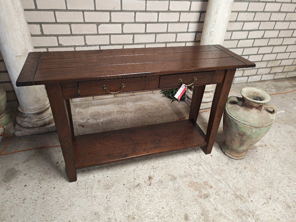 === Eiken Sidetable ===, Huis en Inrichting, Tafels | Sidetables, Zo goed als nieuw, 25 tot 50 cm, 100 tot 150 cm, Rechthoekig
