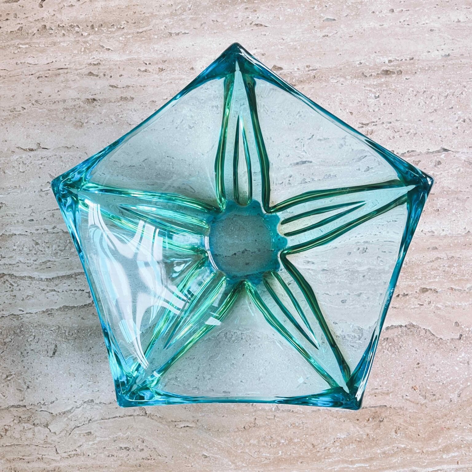 Murano Schaal Blauwgroen, Vintage Uniek Handgemaakt Glas, Huis en Inrichting, Woonaccessoires | Schalen en Manden, Ophalen of Verzenden