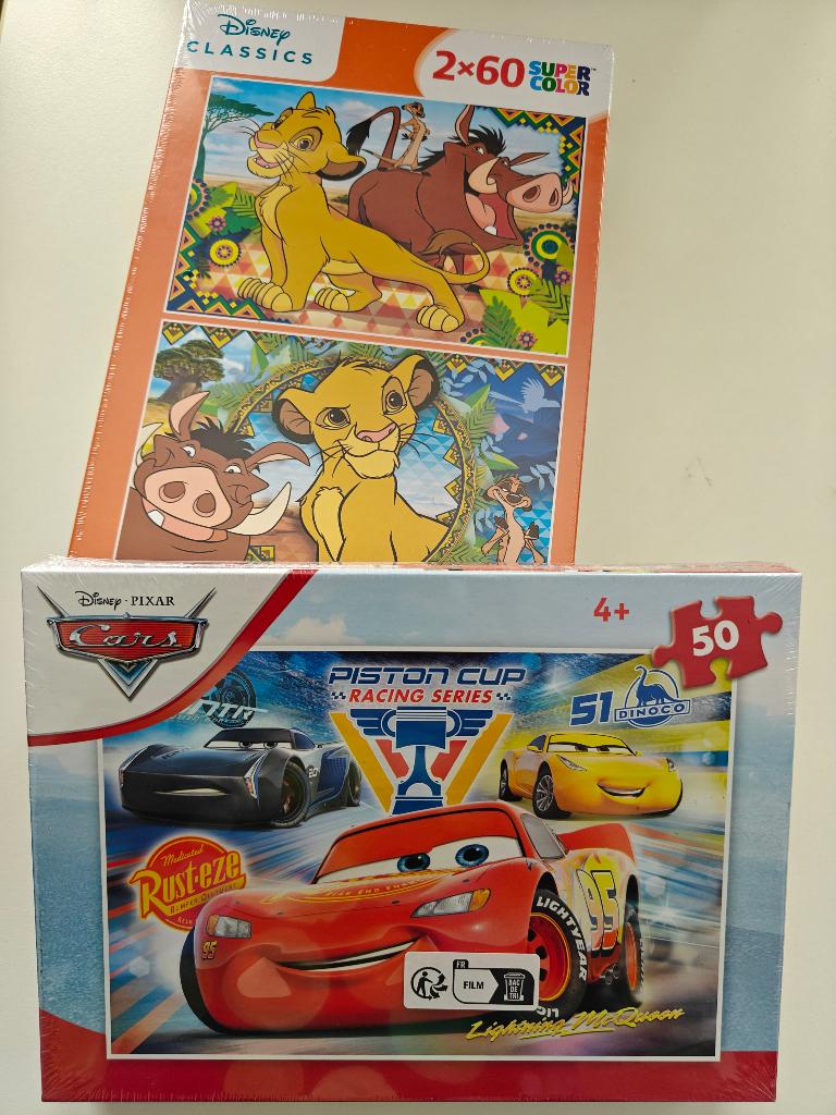 Clementoni kinderpuzzels Disney Lion King en Cars, Ophalen of Verzenden, 10 tot 50 stukjes, Nieuw, 4 tot 6 jaar
