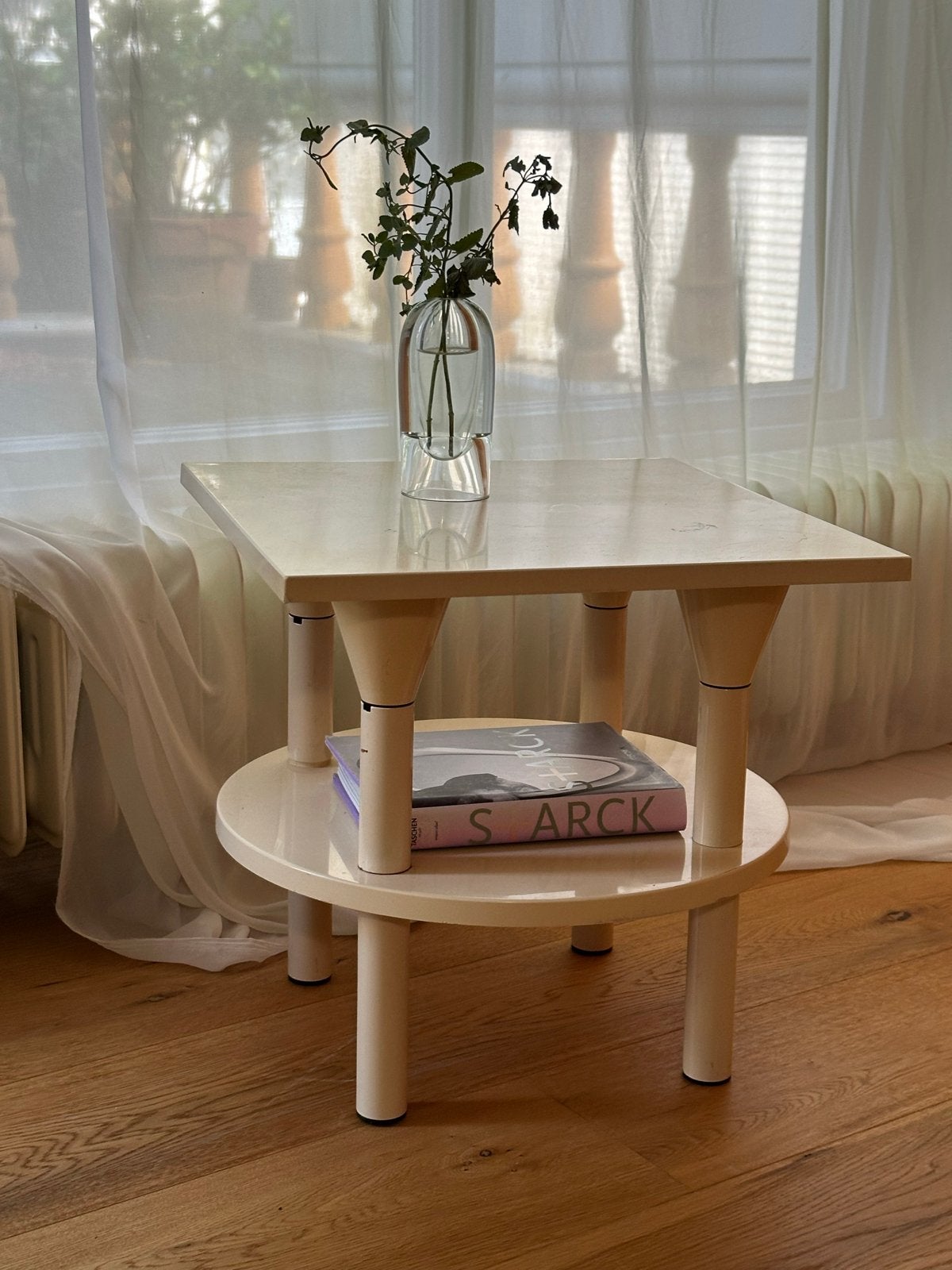 Vintage Kartell Bijzettafel in Cream, Ophalen, Minder dan 45 cm, Gebruikt, Vierkant