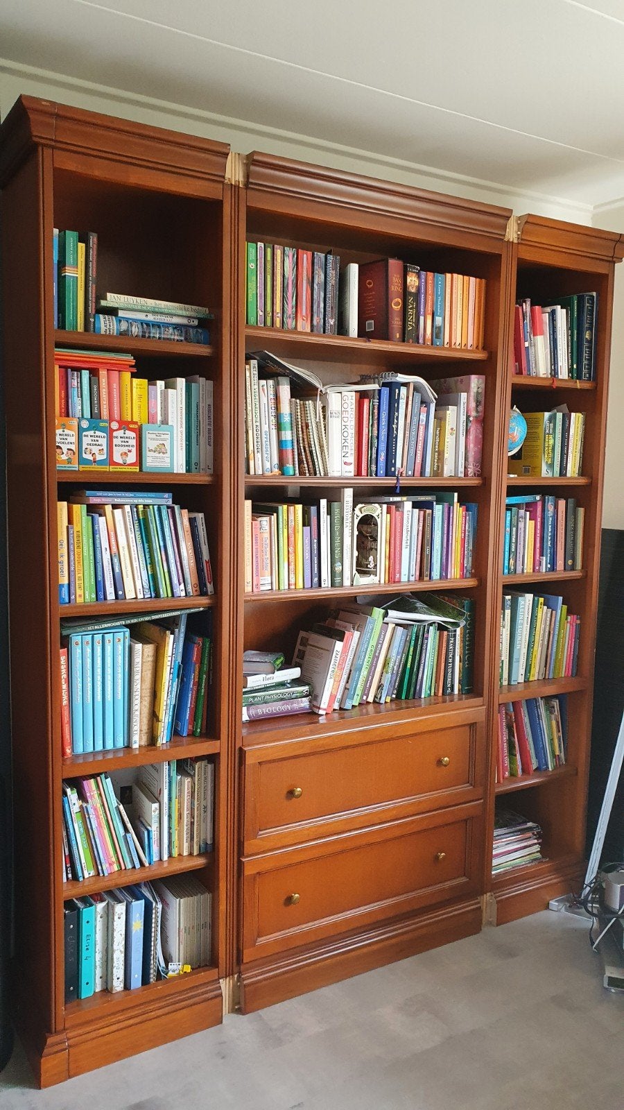 Boekenkast 3-delig, hout kersenkleur, Ophalen, Gebruikt, 200 cm of meer, Klassiek