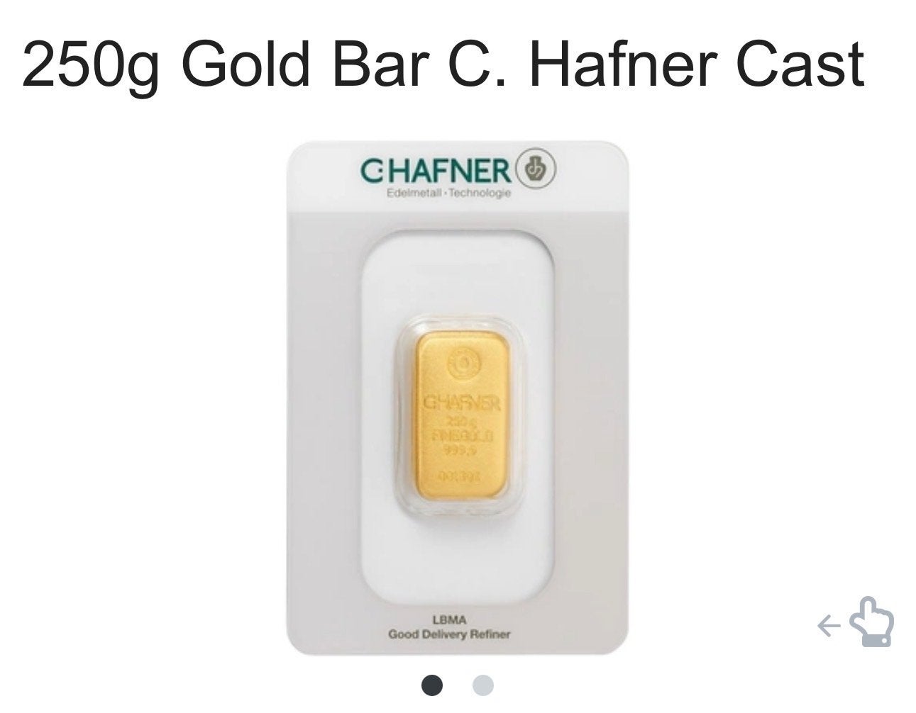 250g C. Hafner Gegoten Goudstaaf - LBMA Gecertificeerd, Ophalen, Goud