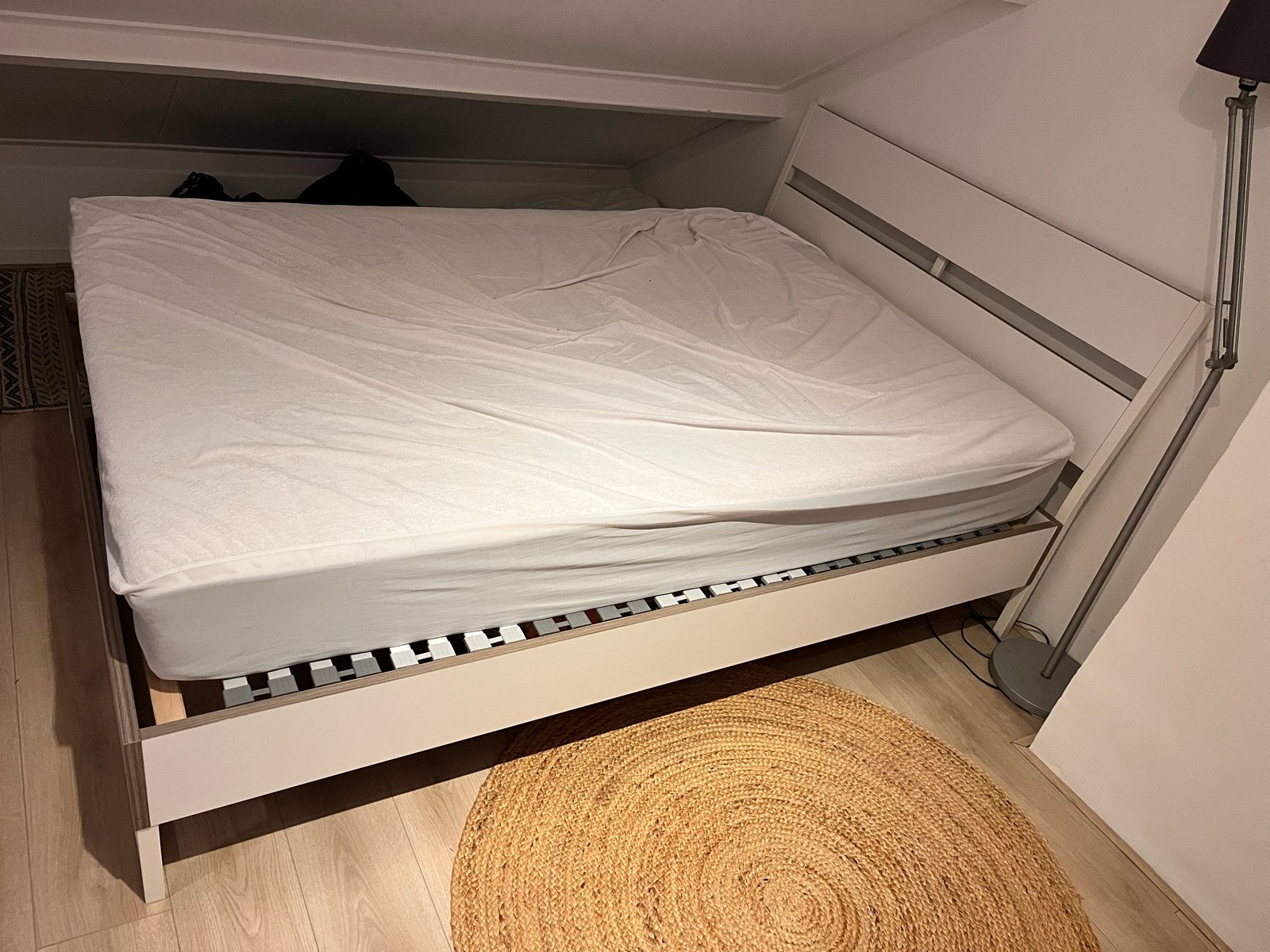 IKEA Tweepersoonsbed met lattenbodem - Wit, Ophalen, Gebruikt, Wit, Tweepersoons