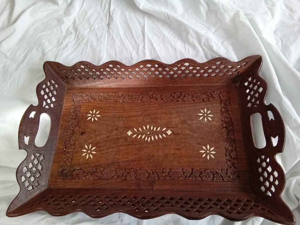 Houten dienblad uit India, Ophalen of Verzenden