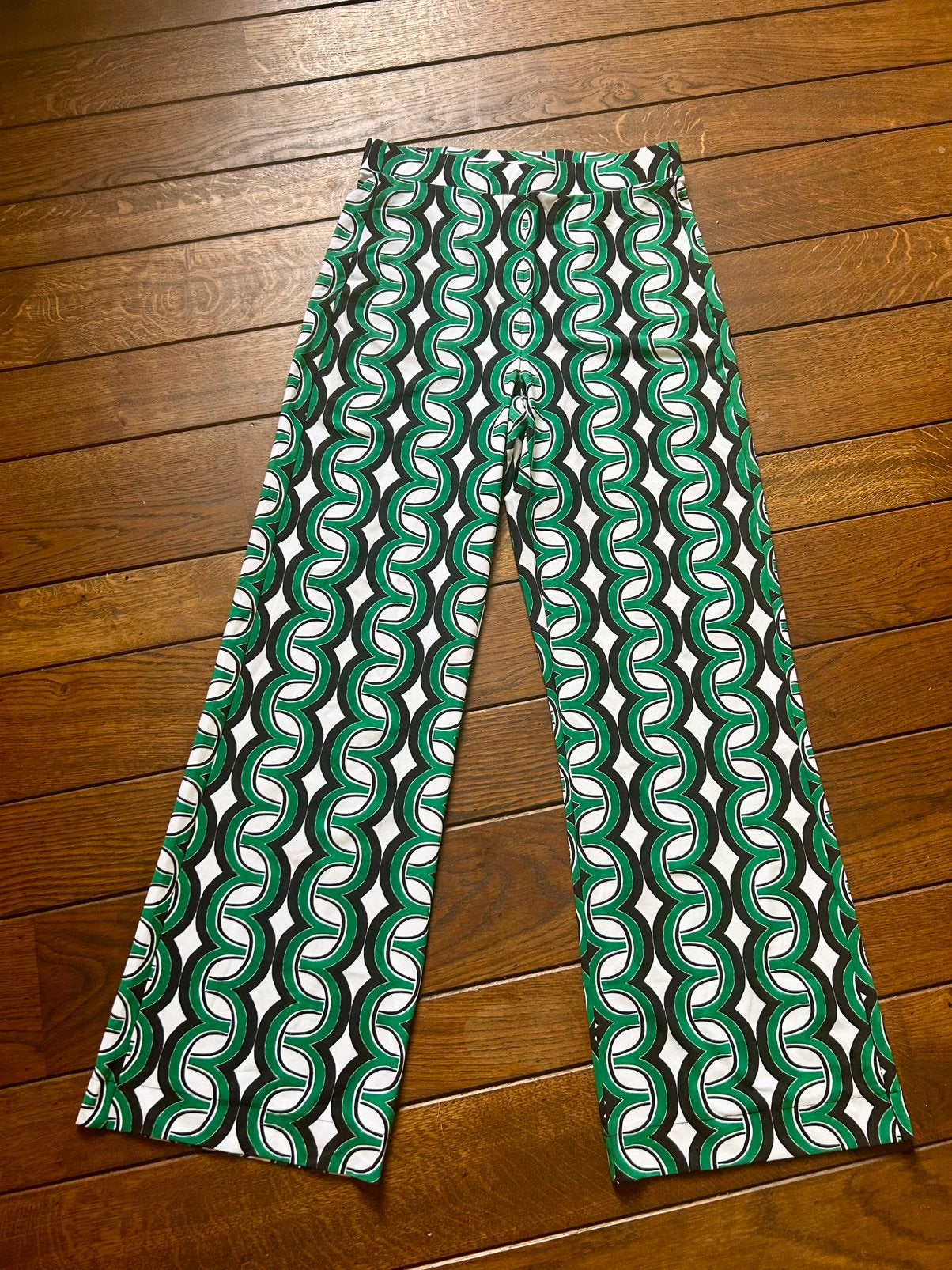 Groen, wit, zwarte Studio Anneloes Retro Wide leg broek M., Maat 38/40 (M), Verzenden, Nieuw, Lang