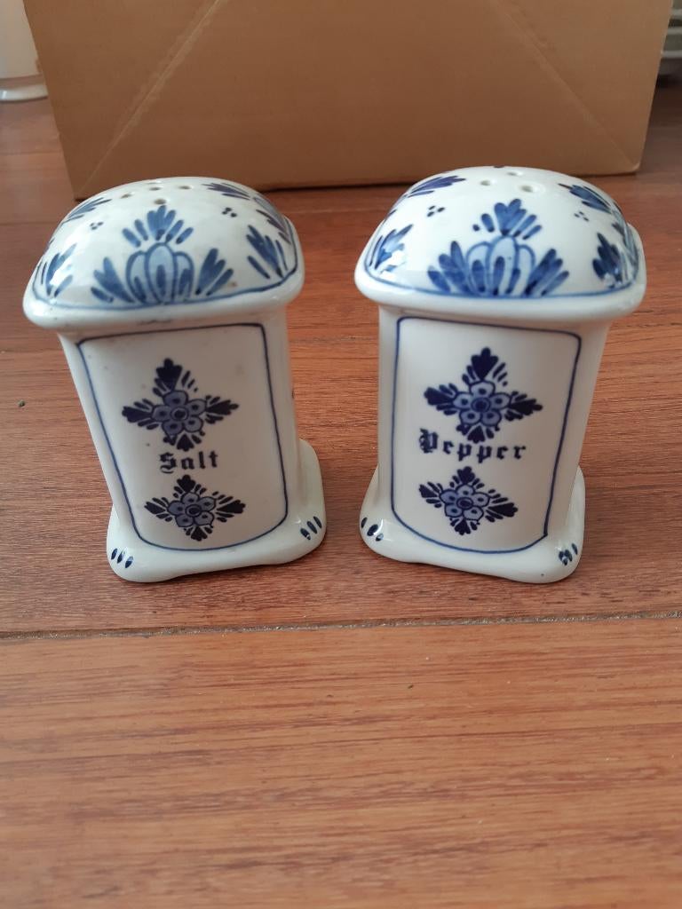 Delfts blauw 'pepper and salt'-stel 6,5x6cm ca. 10cm hoog A, Ophalen of Verzenden