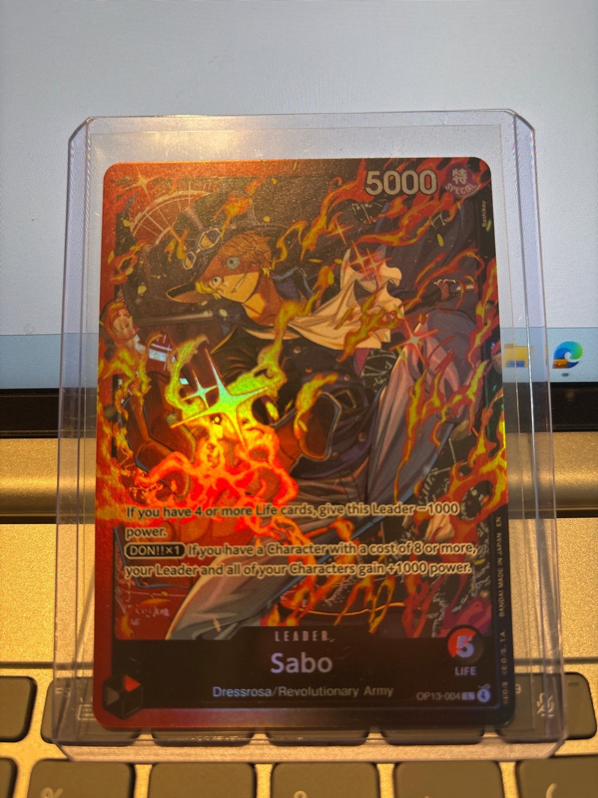 One Piece Card Game ST35 Sabo Leader Kaart Nieuw in Toploade, Ophalen of Verzenden, Nieuw, Overige sporten, Spelerskaart