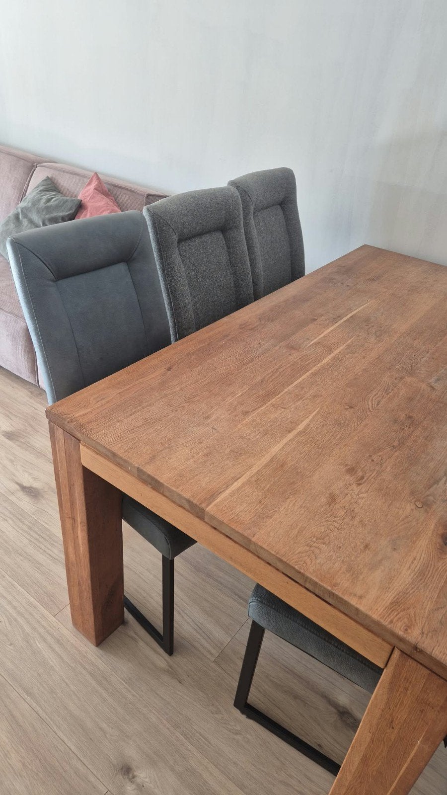 Massief eiken eettafel, Ophalen, Gebruikt, Eikenhout, 50 tot 100 cm