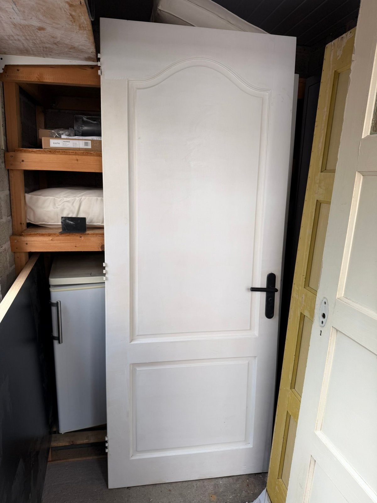 Oude Houten Opdekdeur Binnen Linksdraaiend Met Slot, Ophalen, Gebruikt, 80 tot 100 cm, Binnendeur