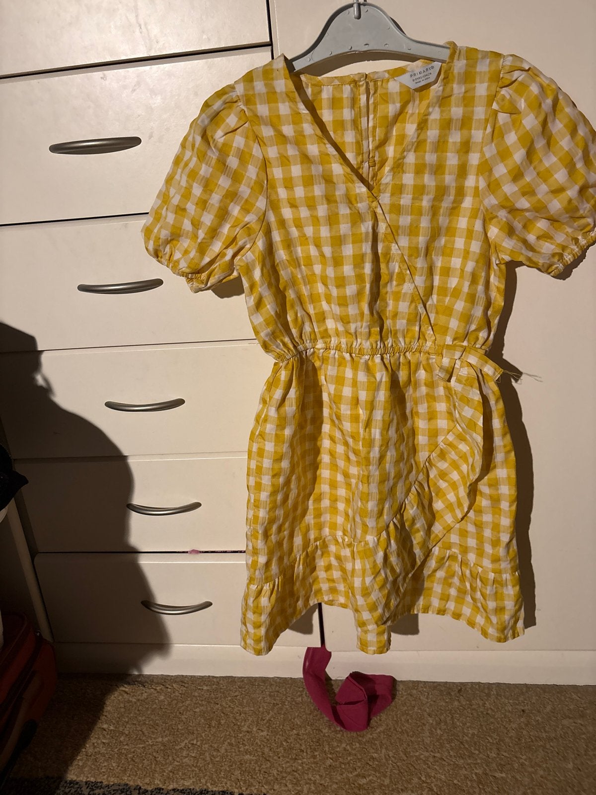 Primark Geel Geruite Jurk - Maat 34 of kleiner, Ophalen, Geel, Zo goed als nieuw, Maat 34 (XS) of kleiner