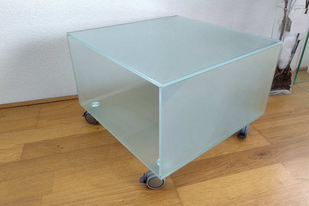 Verrijdbaar kubus bijzettafel (glas), Ophalen, Minder dan 45 cm, Vierkant, 55 tot 75 cm