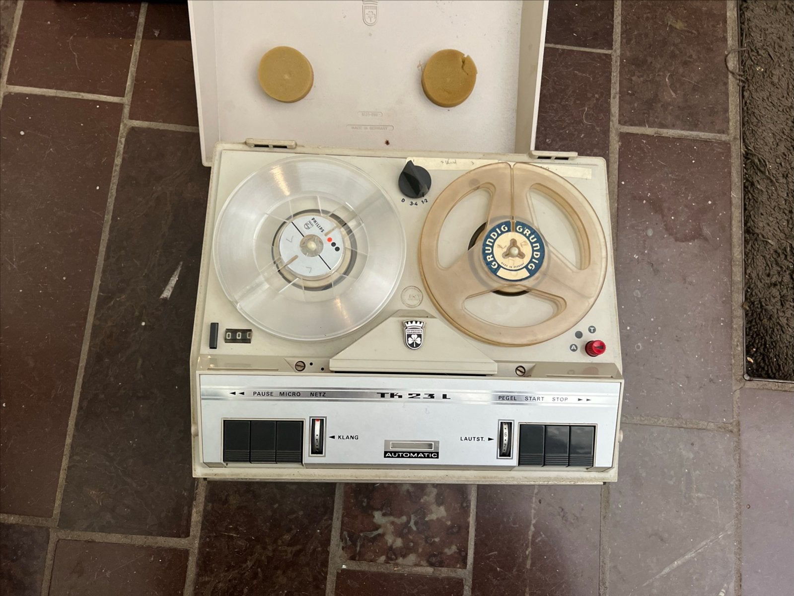 Vintage Grundig TK 23 L Bandrecorder met banden, Ophalen, Bandrecorder, Met banden