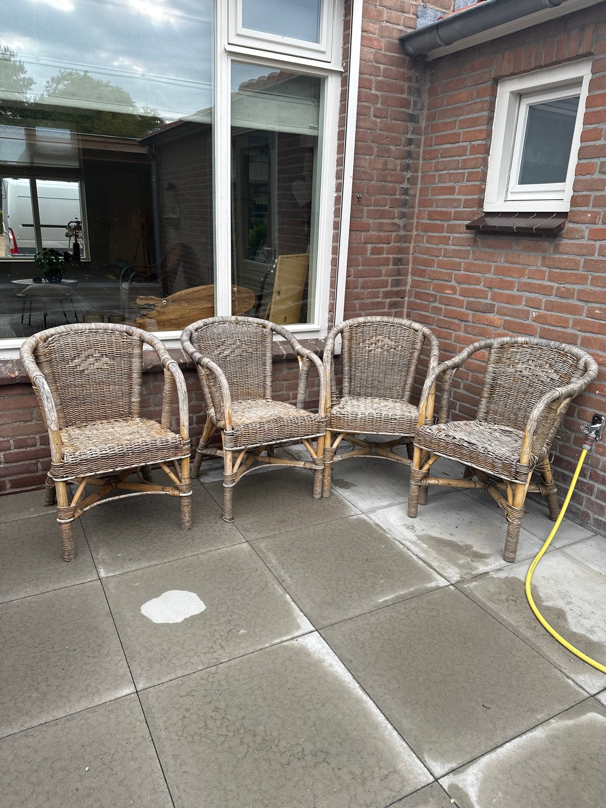 4 rotan stoelen - gratis af te halen, Ophalen, Gebruikt, Bruin, Riet of Rotan