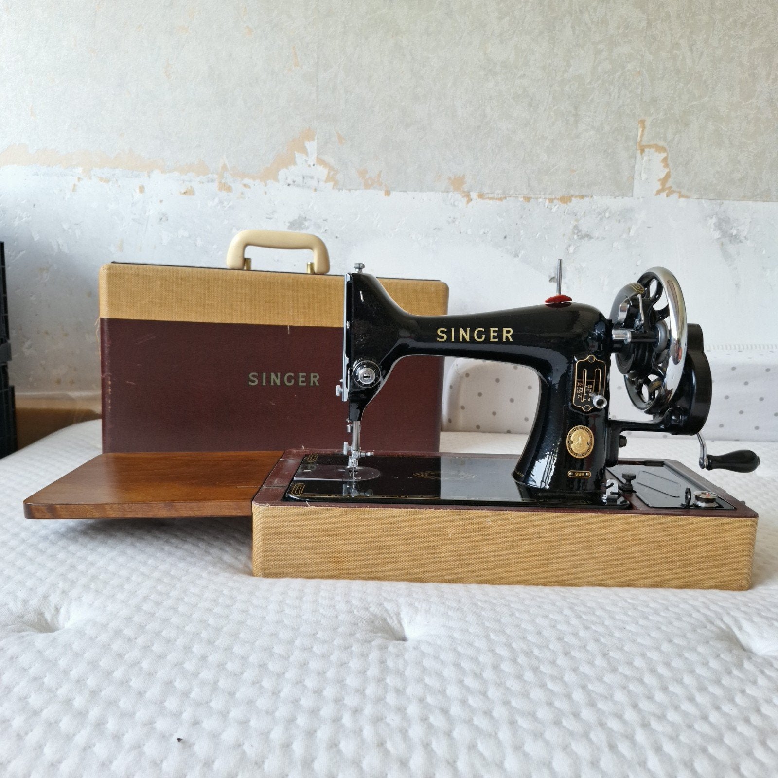 Vintage Singer Naaimachine 99K met Koffer en Accessoires, Antiek en Kunst, Antiek | Naaimachines, Ophalen of Verzenden