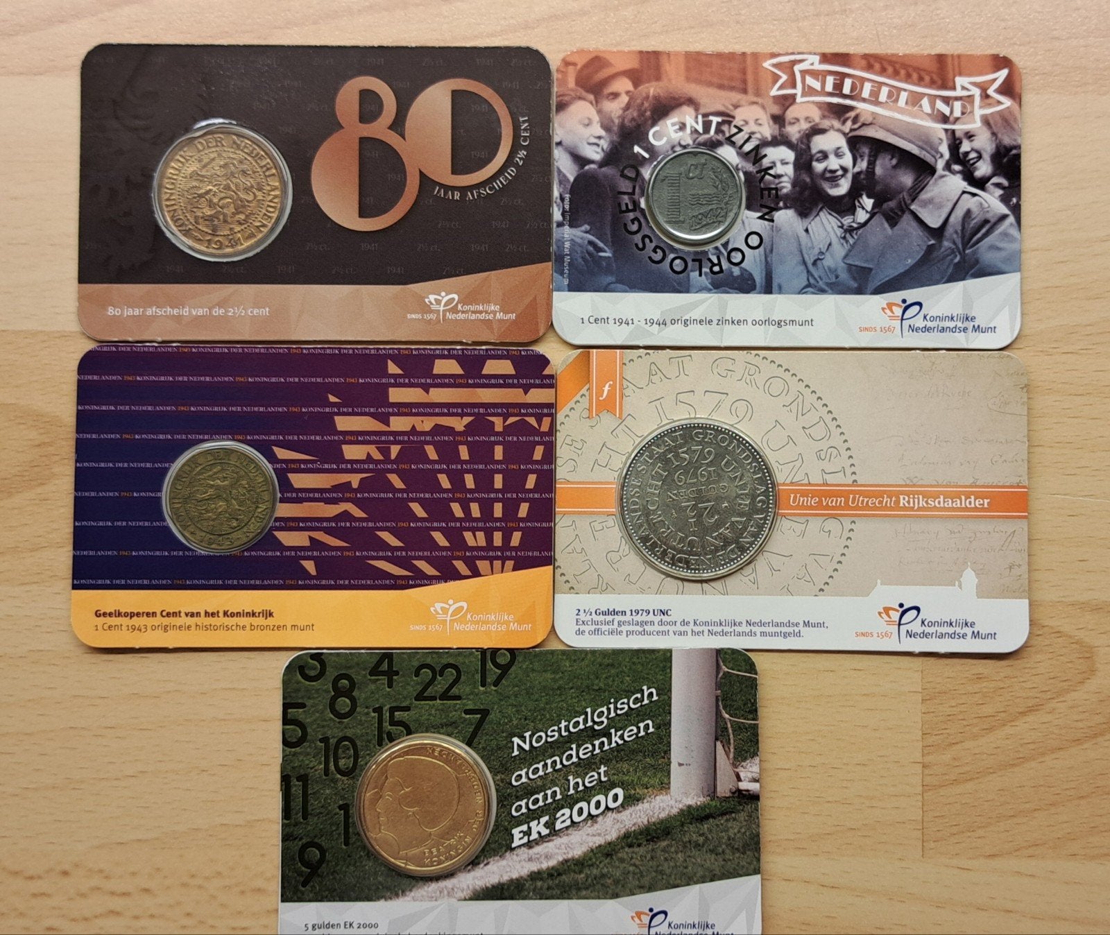 5 historische coincard gulden munten, Postzegels en Munten, Ophalen of Verzenden