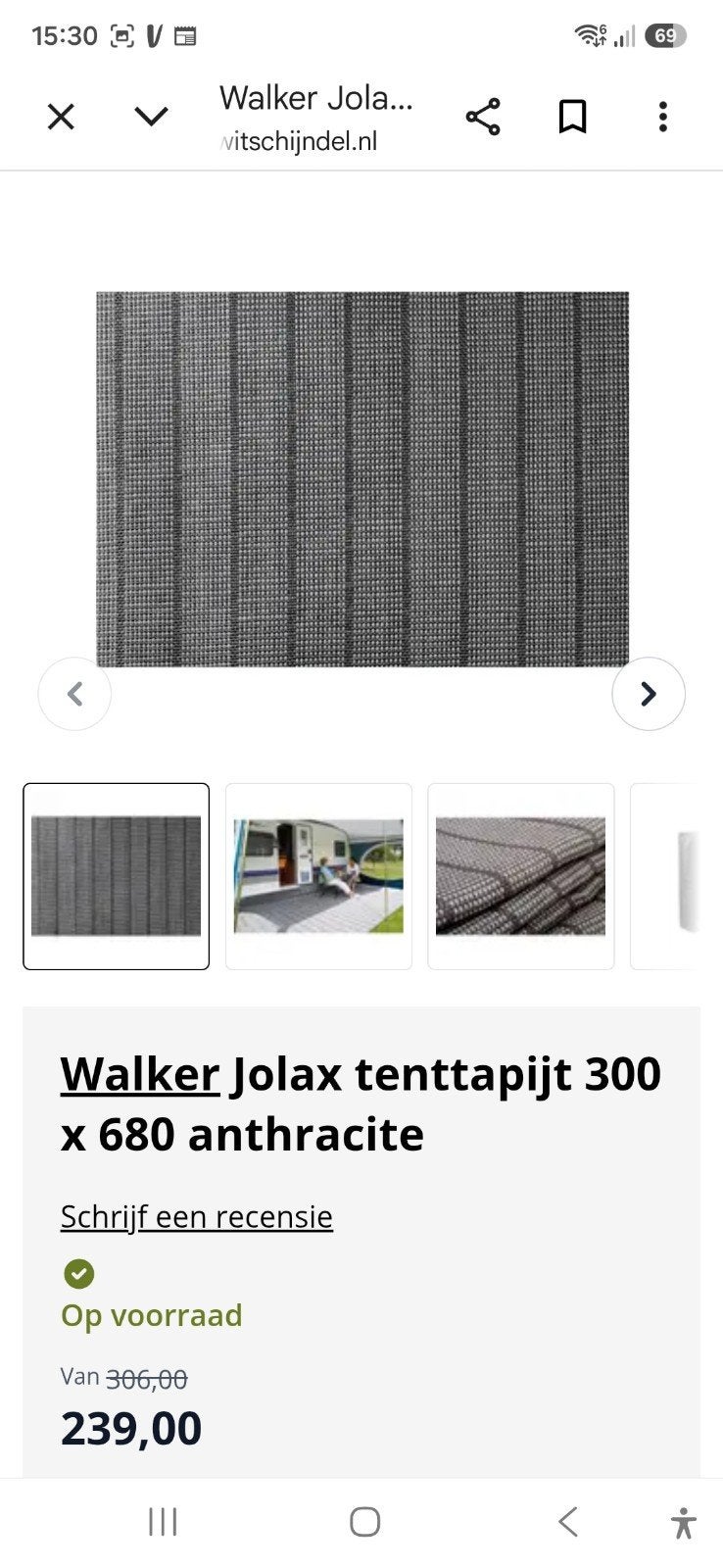 Walker Jolax tenttapijt 300 x 600 antraciet, Ophalen of Verzenden, Zo goed als nieuw
