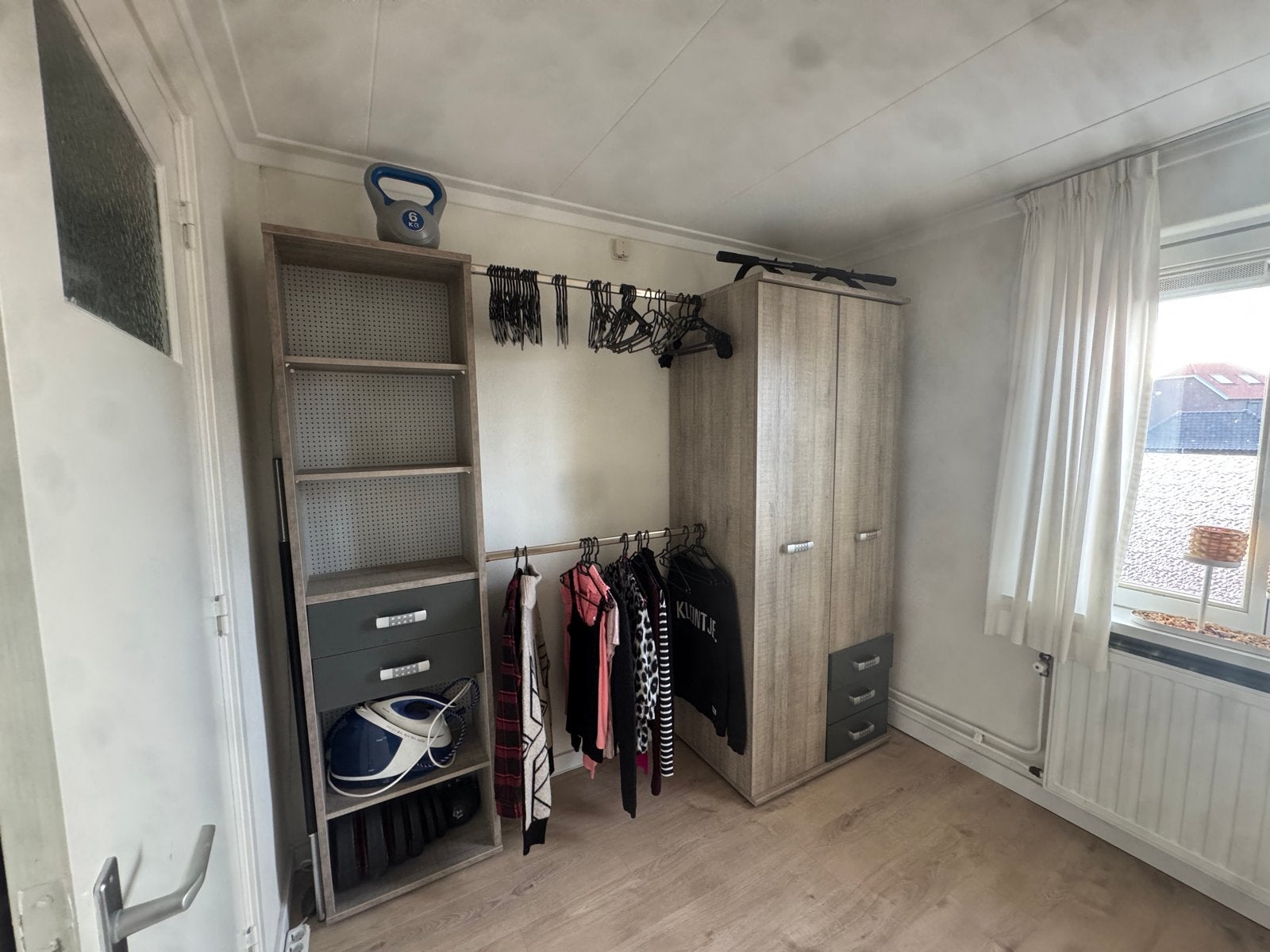 Kledingkast met open vakken en lades, Ophalen, Gebruikt, 100 tot 150 cm, 200 cm of meer