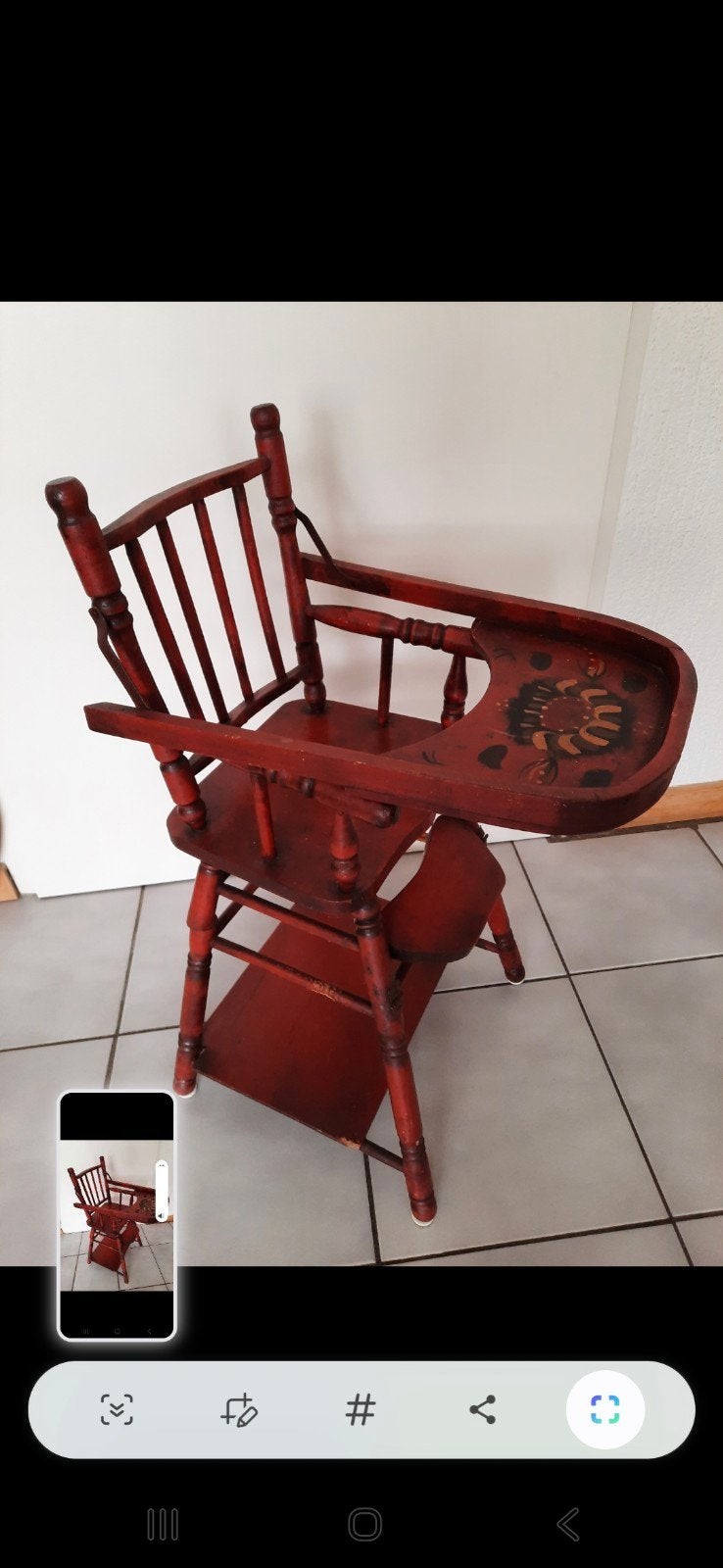 Houten oude poppenstoel, Ophalen