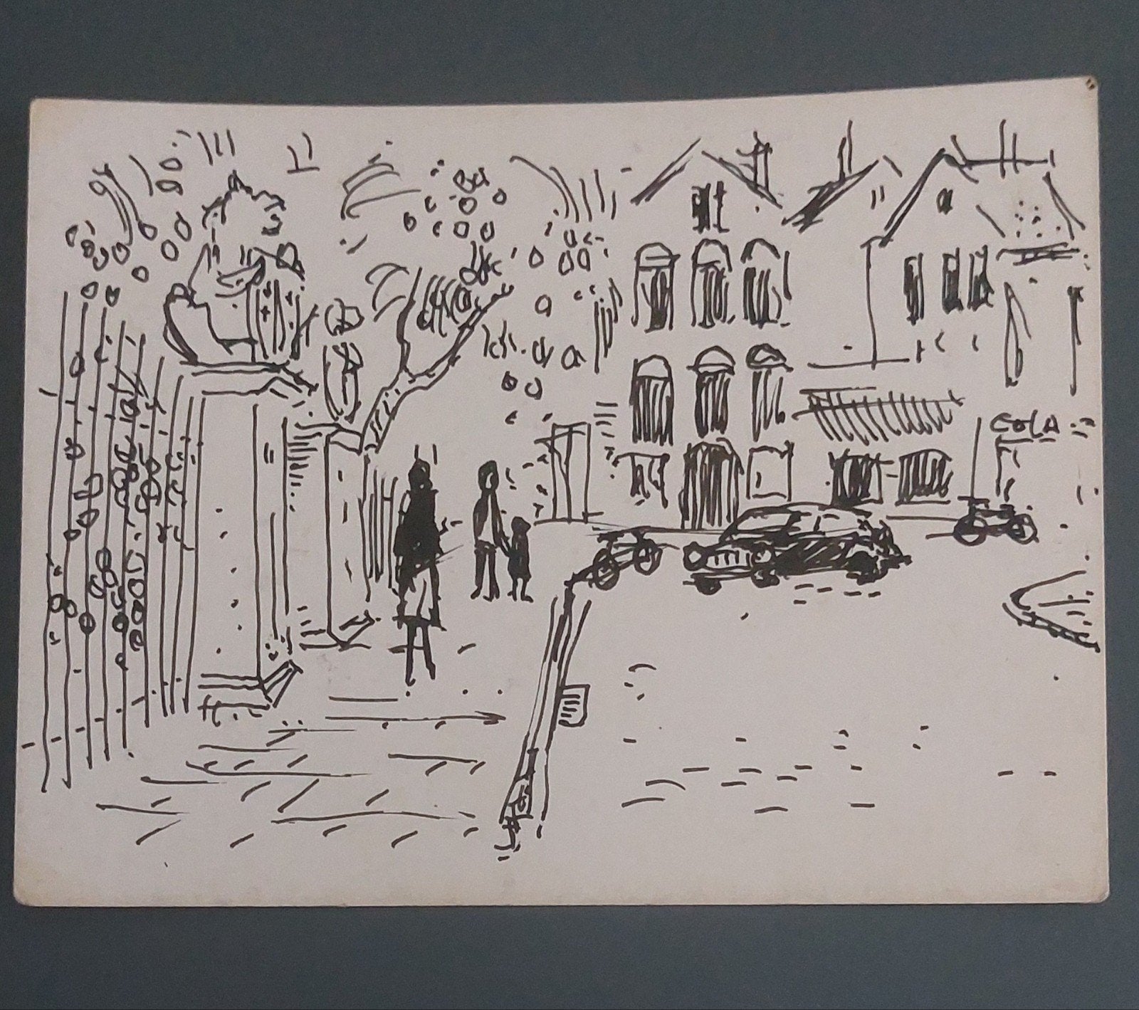 Originele pentekening Kees ( Cees ) Paauw- Stadsgezicht, Antiek en Kunst, Kunst | Tekeningen en Foto's, Ophalen