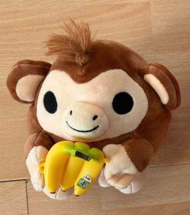 Snackles knuffel aap Riko met Dole bananen. Zgan, Overige merken, Overige karakters, Ophalen of Verzenden, Zo goed als nieuw