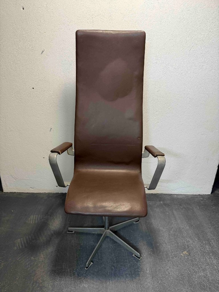 Arne Jacobsen Oxford Lounge Chair by Fritz Hansen, 1975, Ophalen, Gebruikt, Bruin, Bureaustoel