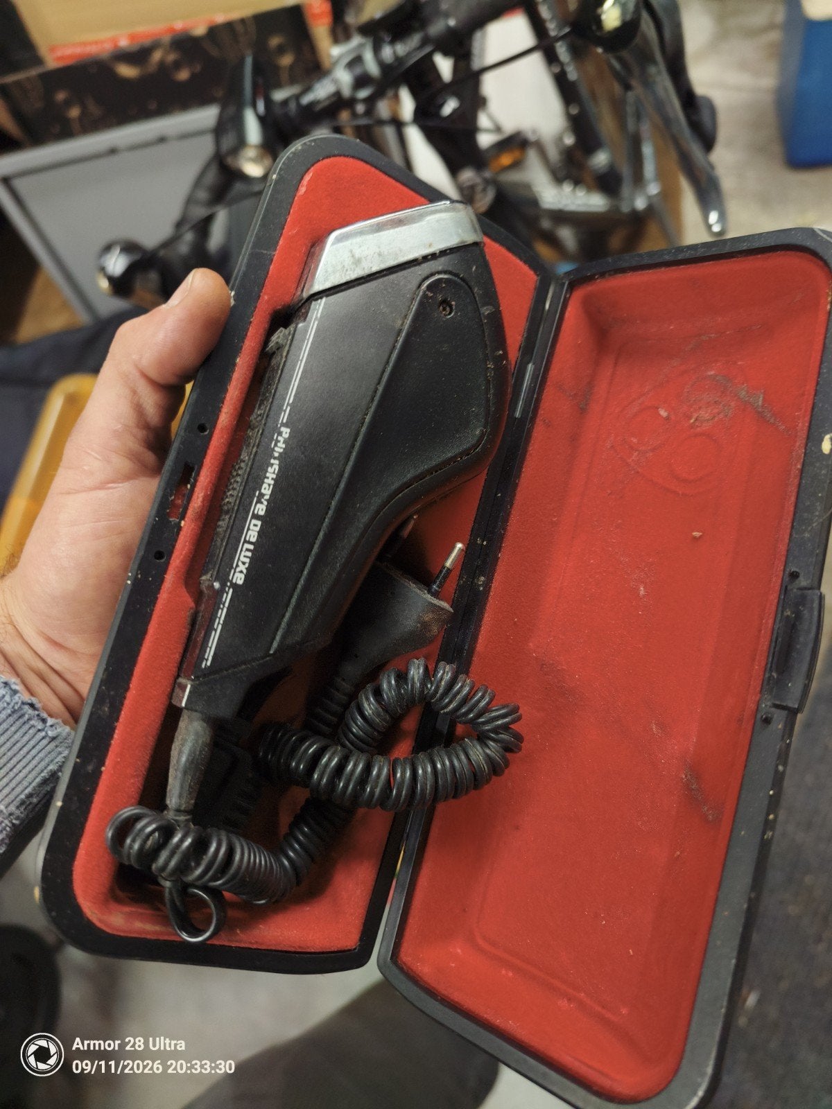 Vintage Philips Philishave de Luxe scheerapparaat in etui, Witgoed en Apparatuur, Ophalen of Verzenden, Gebruikt, Scheren en Epileren