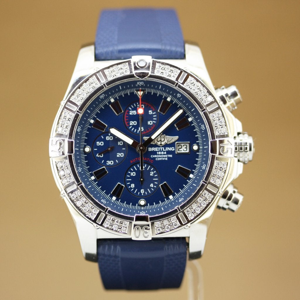 Breitling Super Avenger A13370 Diamant, Sieraden, Tassen en Uiterlijk, Horloges | Heren, Gebruikt, Polshorloge, Breitling, Staal