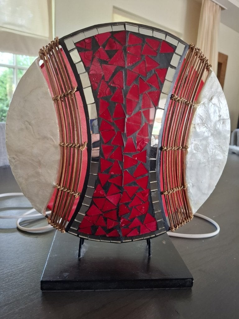 Lamp, Huis en Inrichting, Ophalen, Gebruikt, Stof, steen hout